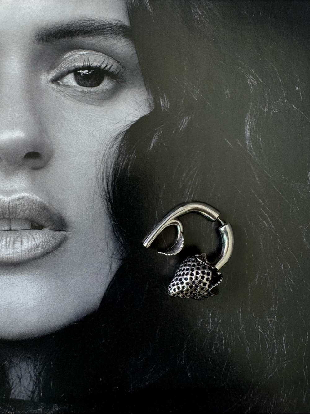 Acne Silver statement strawberry mono Earring